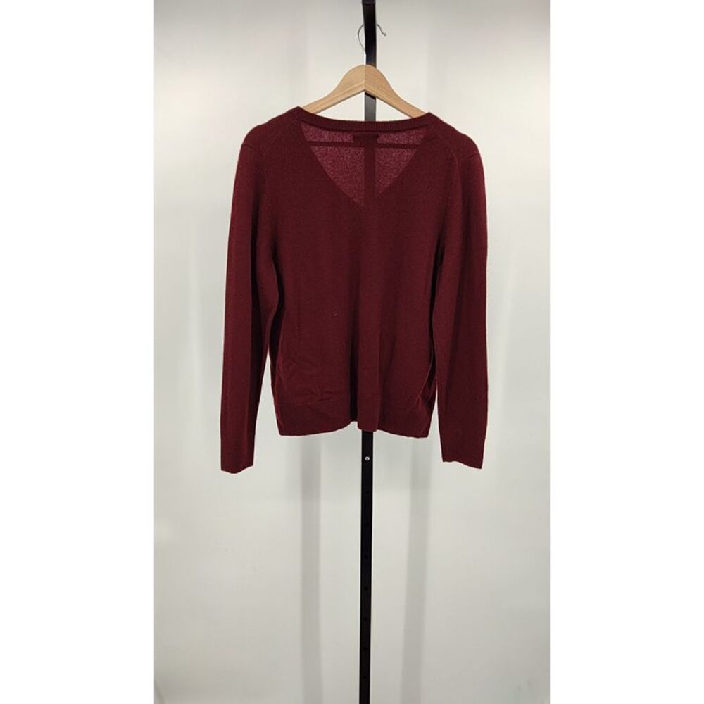 Quince Mongolian Cashmere V-Neck Sweater Rich Burgundy Sleeved Top L - Picture 2 of 2